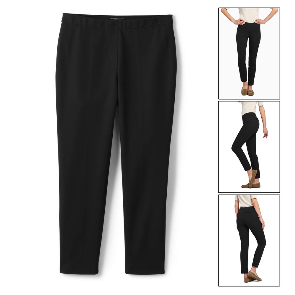 Size 2 Lands' End Women's Stretch Pull On Black Ankle Pants